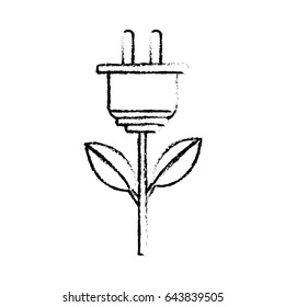 line power cable plant with leaves