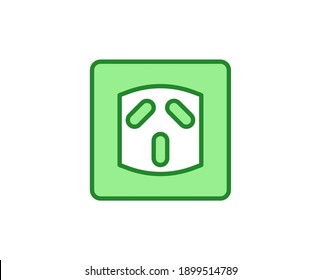 Line Power socket icon isolated on white background. Outline symbol for website design, mobile application, ui. Electronics pictogram. Vector illustration, editorial stroсk. 