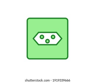 Line Power socket icon isolated on white background. Outline symbol for website design, mobile application, ui. Electronics pictogram. Vector illustration, editorial stroсk. 