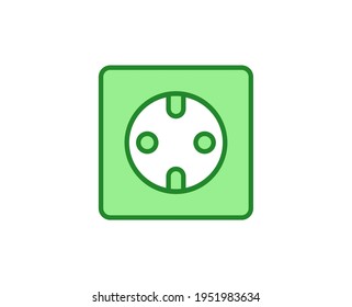 Line Power socket icon isolated on white background. Outline symbol for website design, mobile application, ui. Electronics pictogram. Vector illustration, editorial stroсk. 