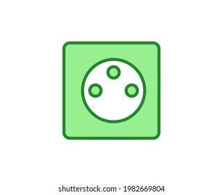 Line Power socket icon isolated on white background. Outline symbol for website design, mobile application, ui. Electronics pictogram. Vector illustration, editorial stroсk. 