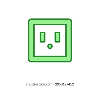 Icono de toma de corriente de línea aislado en fondo blanco. Símbolo de esquema para diseño de sitio web, aplicación móvil, ui. Pictograma electrónico. Ilustración vectorial, с editorial k. 