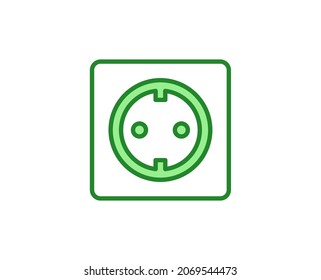 Icono de toma de corriente de línea aislado en fondo blanco. Símbolo de esquema para diseño de sitio web, aplicación móvil, ui. Pictograma electrónico. Ilustración vectorial, с editorial k. 