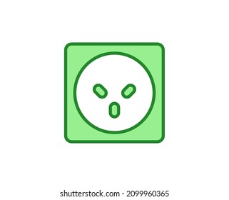 Line Power socket icon isolated on white background. Outline symbol for website design, mobile application, ui. Electronics pictogram. Vector illustration, editorial stroсk. 