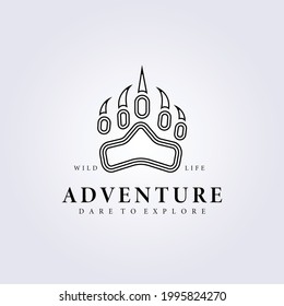 line predator footprint simple logo vector illustration design linear monoline grizzly bear, tiger, lion, panda, polar bear