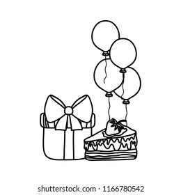 line present gift with cake and balloons birthday party