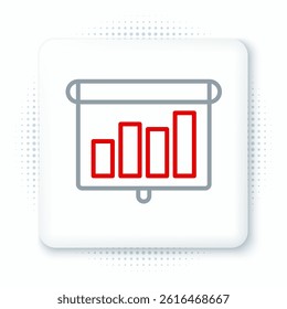 Line Presentation financial business board with graph, schedule, chart, diagram, infographic, pie graph icon isolated on white background. Colorful outline concept. Vector