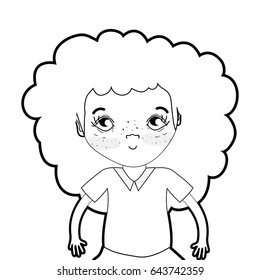 line pretty girl with hairstyle and casual wear