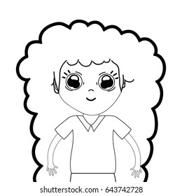 line pretty girl with hairstyle and casual wear