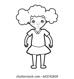 line pretty girl with hairstyle and casual wear