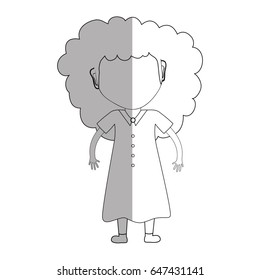 line pretty girl with hairstyle and casual wear