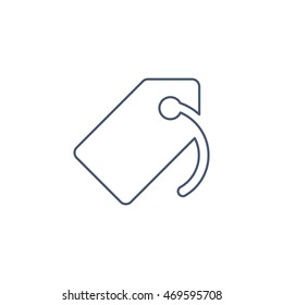 line price tag icon or button in flat style with long shadow, isolated vector illustration on white transparent background