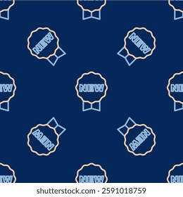 Line Price tag with an inscription New icon isolated seamless pattern on blue background. Badge for price. Promo tag discount.  Vector
