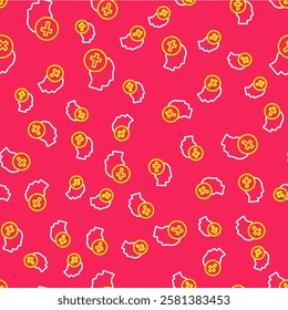 Line Priest icon isolated seamless pattern on red background.  Vector