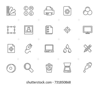 Line Print industry icons  - vector icon set