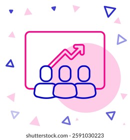 Line Project team base icon isolated on white background. Business analysis and planning, consulting, team work, project management. Colorful outline concept. Vector