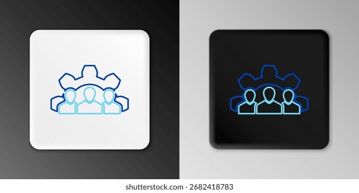 Icono de la base del equipo del proyecto de la línea aislado en fondo gris. Análisis y planificación de negocio, consultoría, trabajo en equipo, gestión de proyectos. Concepto de contorno colorido. Vector