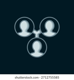 Ícone base da equipe do Projeto de Linha isolado no plano de fundo preto. Análise e planejamento de negócios, consultoria, trabalho em equipe, gerenciamento de projetos. Estilo de contorno preenchido plano com sombra. Vetor
