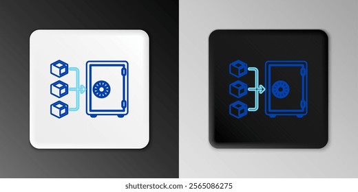 Line Proof of stake icon isolated on grey background. Cryptocurrency economy and finance collection. Colorful outline concept. Vector