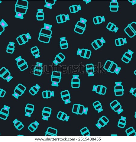 Line Propane gas tank icon isolated seamless pattern on black background. Flammable gas tank icon.  Vector