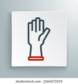 Line Protective handschuhe Symbol einzeln auf weißem Hintergrund. Farbiges Rahmenkonzept. Vektorgrafik