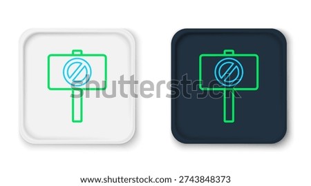 Line Protest icon isolated on white background. Meeting, protester, picket, speech, banner, protest placard, petition, leader, leaflet. Colorful outline concept. Vector