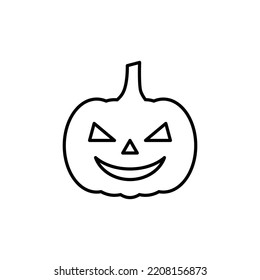  line pumpkin icon. Happy Halloween,  Thanksgiving 