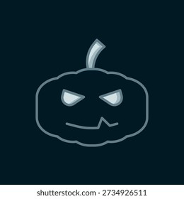 Line Pumpkin icon isolated on black background. Happy Halloween party. Flat filled outline style with shadow. Vector