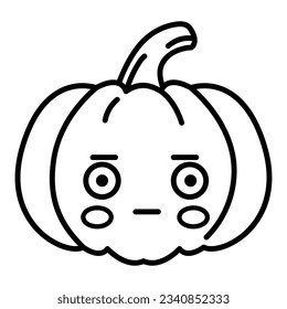 Line pumpkin kawaii flushed character isolated on white background.
