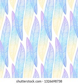 Line purple leaves feather pattern