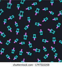 Line Push Pin Symbol einzeln auf schwarzem Hintergrund. Thumbstapel-Zeichen.  Vektorgrafik