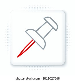 Line Push pin icon isolated on white background. Thumbtacks sign. Colorful outline concept. Vector