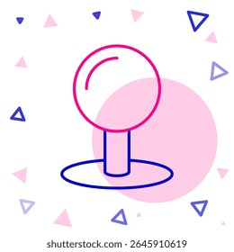 Line Push pin icon isolated on white background. Thumbtacks sign. Colorful outline concept. Vector