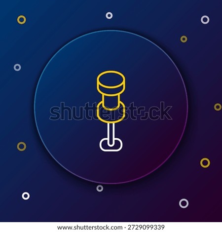Line Push pin icon isolated on blue background. Thumbtacks sign. Colorful outline concept. Vector
