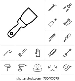 line putty knife icon on white background, construction set