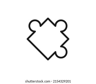 Line puzzle icon isolated on white background. Outline symbol for website design, mobile application, ui. Puzzle pictogram. Vector illustration, editorial stroсk. 