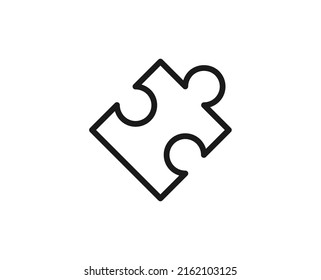 Icono de rompecabezas de línea aislado en fondo blanco. Símbolo de esquema para diseño de sitio web, aplicación móvil, ui. Pictograma de rompecabezas. Ilustración vectorial, с editorial k. 