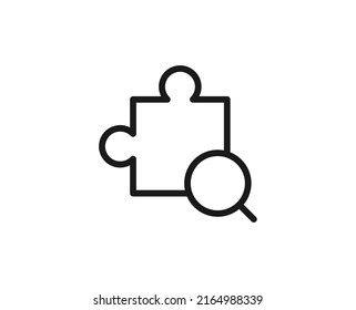 Line puzzle icon isolated on white background. Outline symbol for website design, mobile application, ui. Puzzle pictogram. Vector illustration, editorial stroсk. 