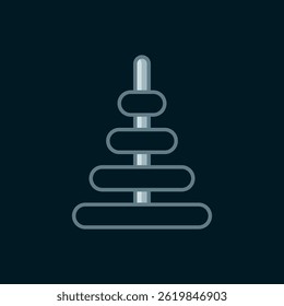 Line Pyramid toy icon isolated on black background. Flat filled outline style with shadow. Vector