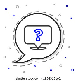 Line Question mark icon isolated on white background. FAQ sign. Copy files, chat speech bubble and chart. Colorful outline concept. Vector