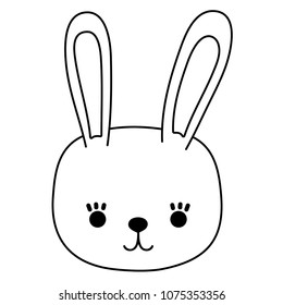 line rabbit head cute wild animal