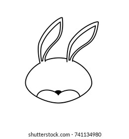 line rabbit head wild cute animal