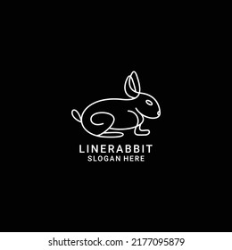 Line rabbit logo design icon vector