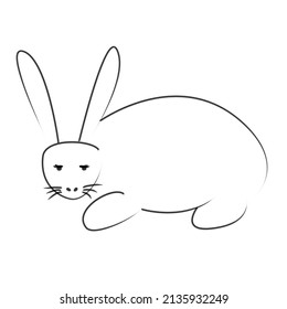 Line rabbit vector illustration on white background 