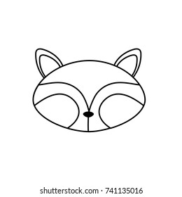 line raccoon head wild cute animal