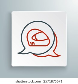 Line Racing helmet icon isolated on white background. Extreme sport. Sport equipment. Colorful outline concept. Vector