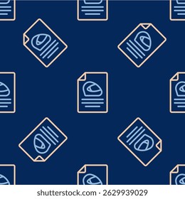 Line Racing helmet icon isolated seamless pattern on blue background. Extreme sport. Sport equipment.  Vector