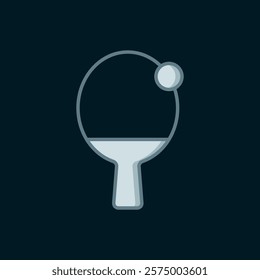 Line Racket for playing table tennis icon isolated on black background. Flat filled outline style with shadow. Vector