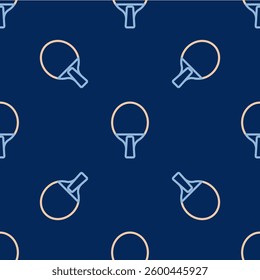 Line Racket for playing table tennis icon isolated seamless pattern on blue background.  Vector