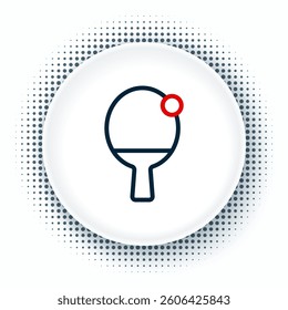 Line Racket for playing table tennis icon isolated on white background. Colorful outline concept. Vector